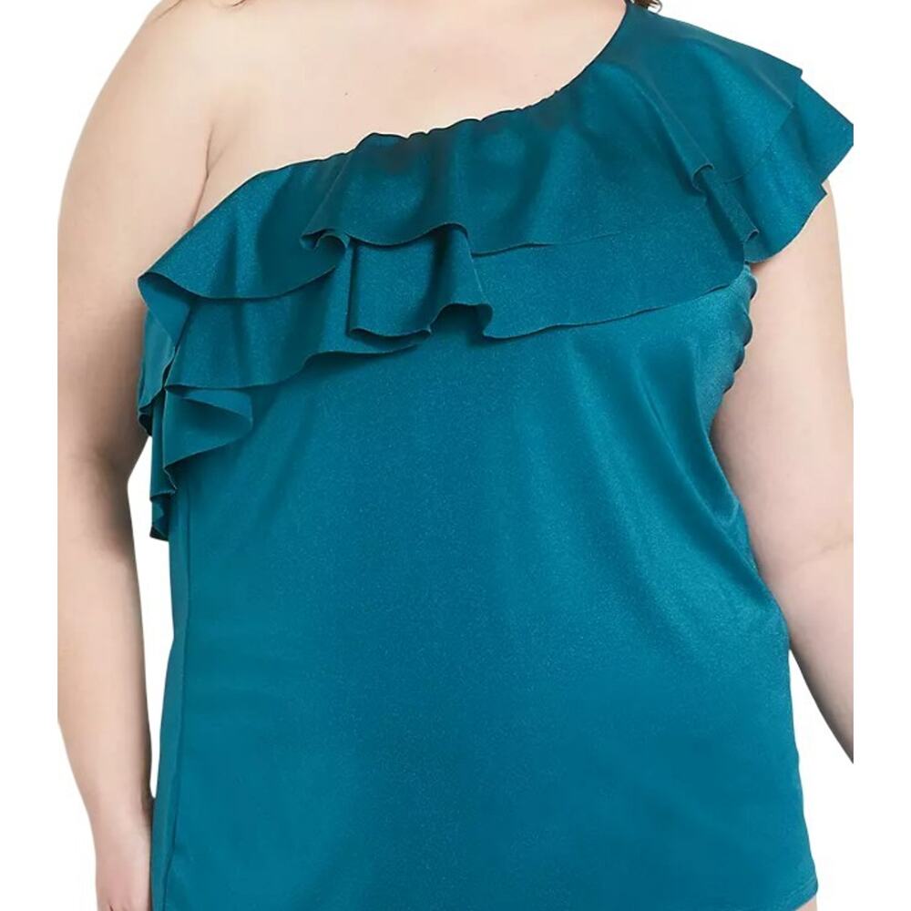 Cacique Swim Top Womens 28 Blue Strapless Bandeau Plus New